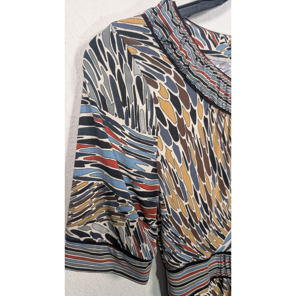 Max and Cleo Dress Multicolor Abstract Print Short Sleeve Tie Waist Women's - Picture 5 of 6